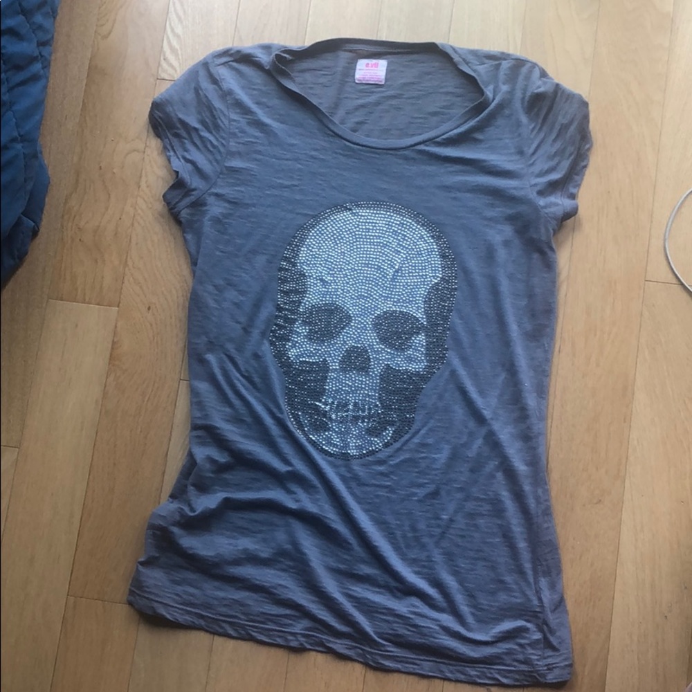 E.vil Rhinestone skull tee